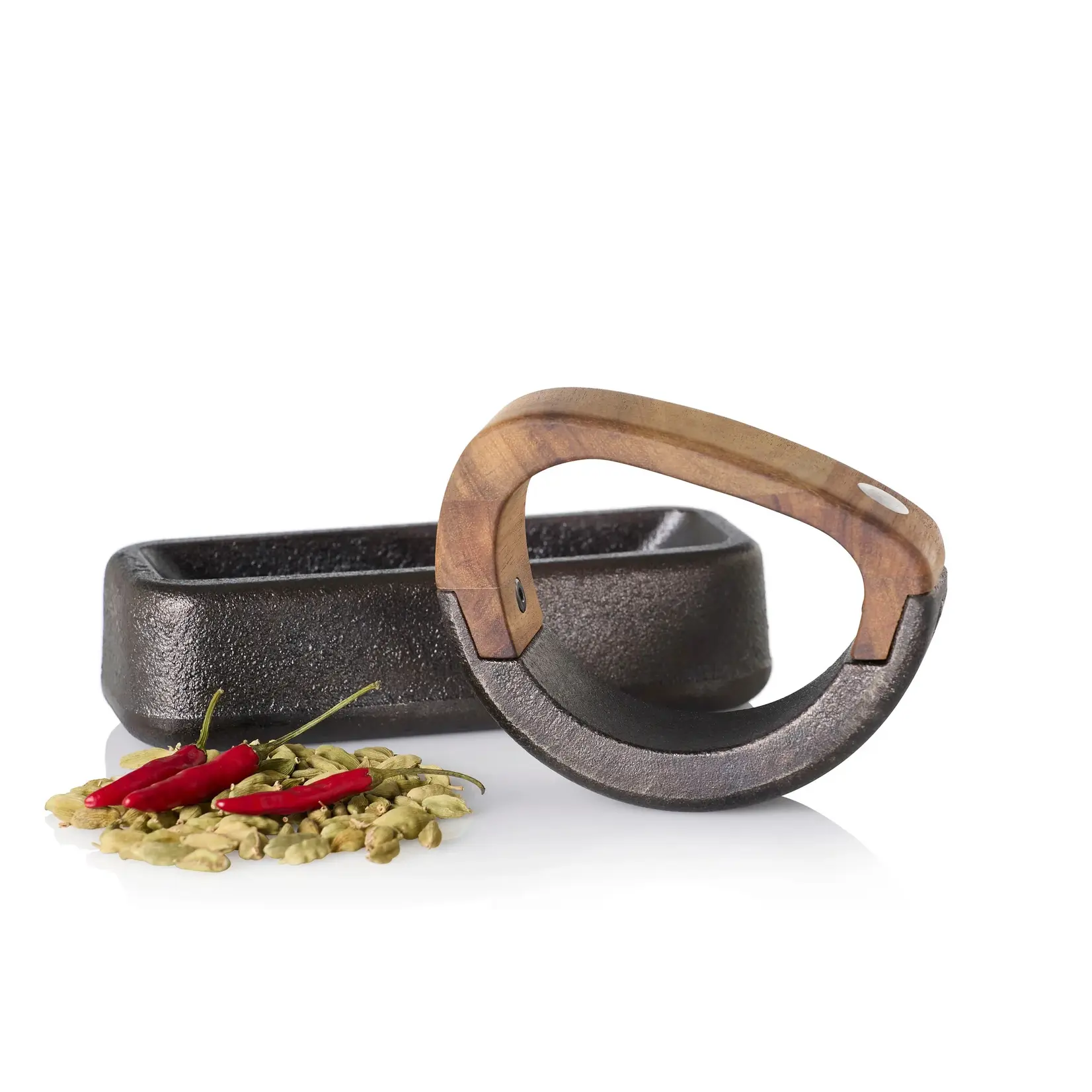 ADHOC ADHOC Rocca Rocking Mortar - Cast Iron/Acacia Wood