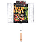 BBQ DEVIL Flexible BBQ Grill Basket Wood Handle