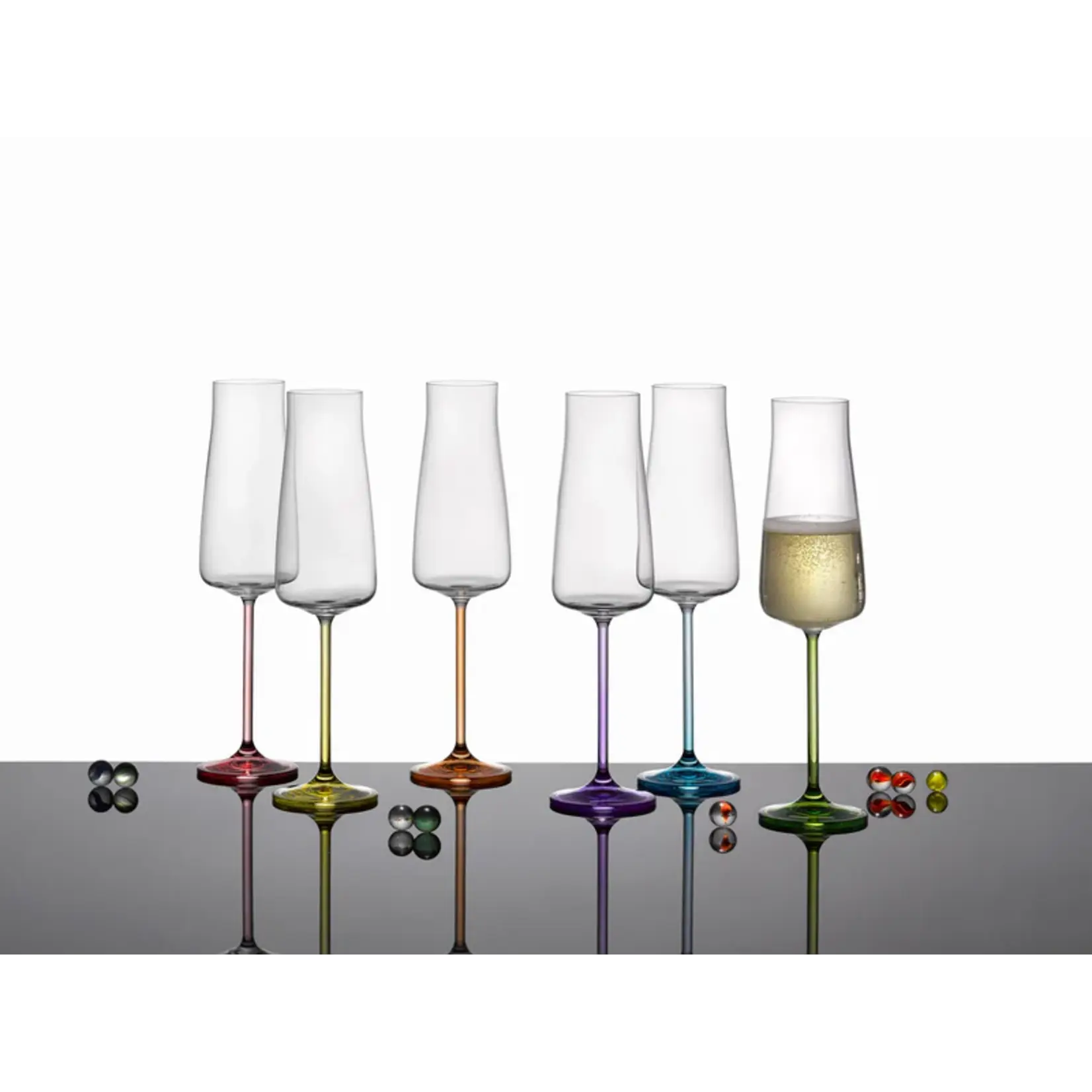 BOHEMIA CRYSTAL BOHEMIA CRYSTAL Champagne Flute Rainbow Fresh Assorted X6