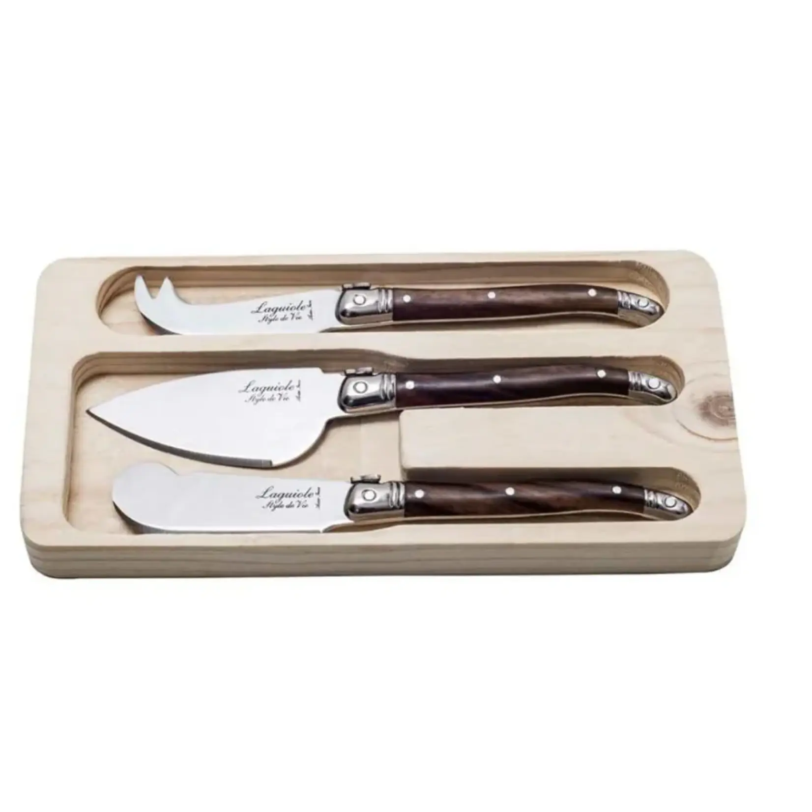 CDN LAGUIOLE Premium - 3 Piece Cheese Blades Brown Handle