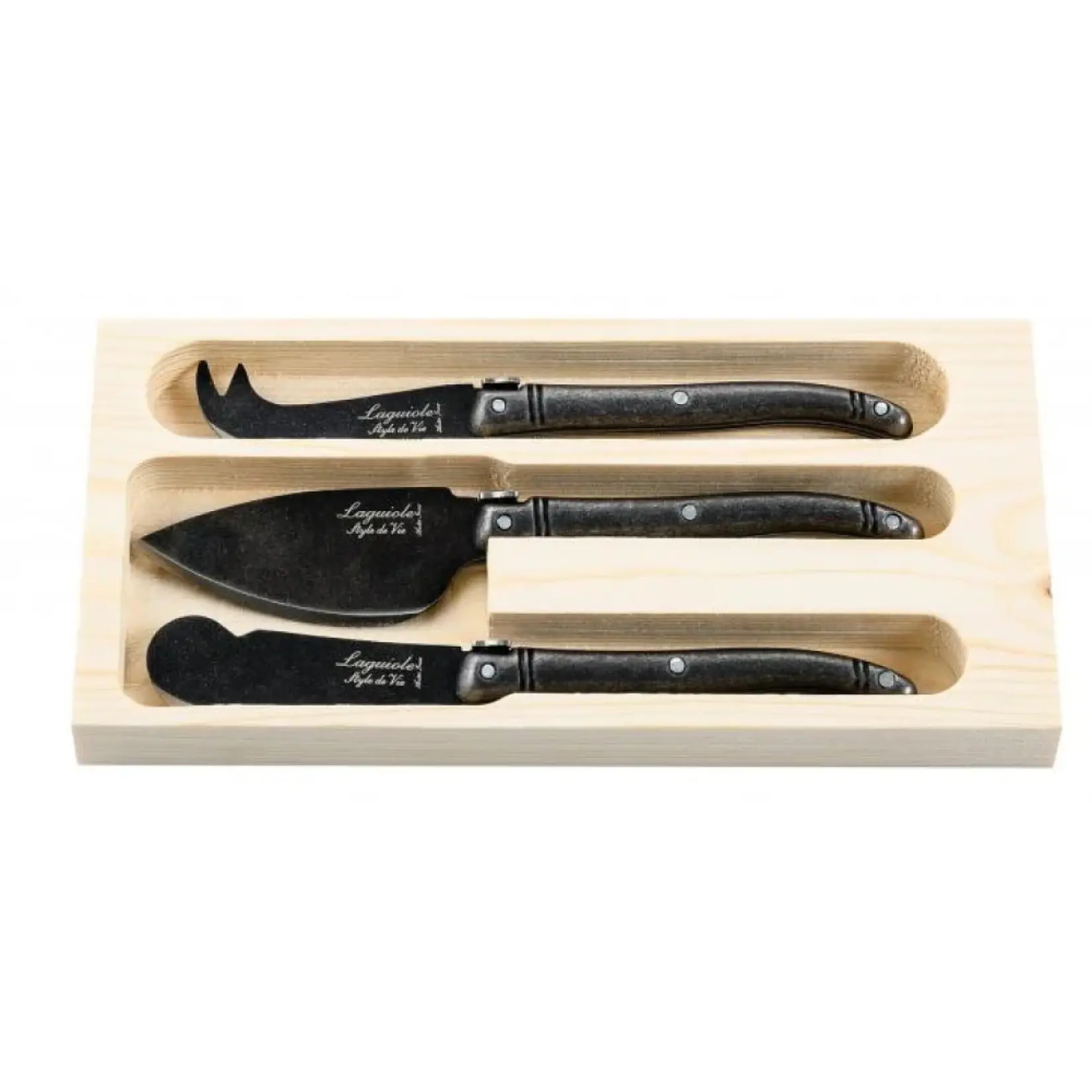 CDN LAGUIOLE Premium - 3 Piece Cheese Blades Black Handle