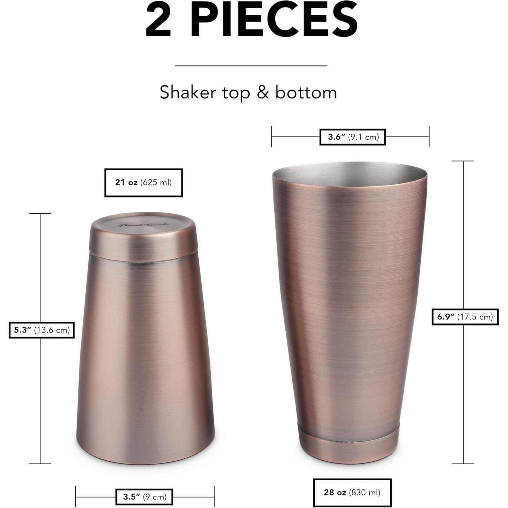 FINAL TOUCH FINAL TOUCH Boston Cocktail Shaker - Antique Copper