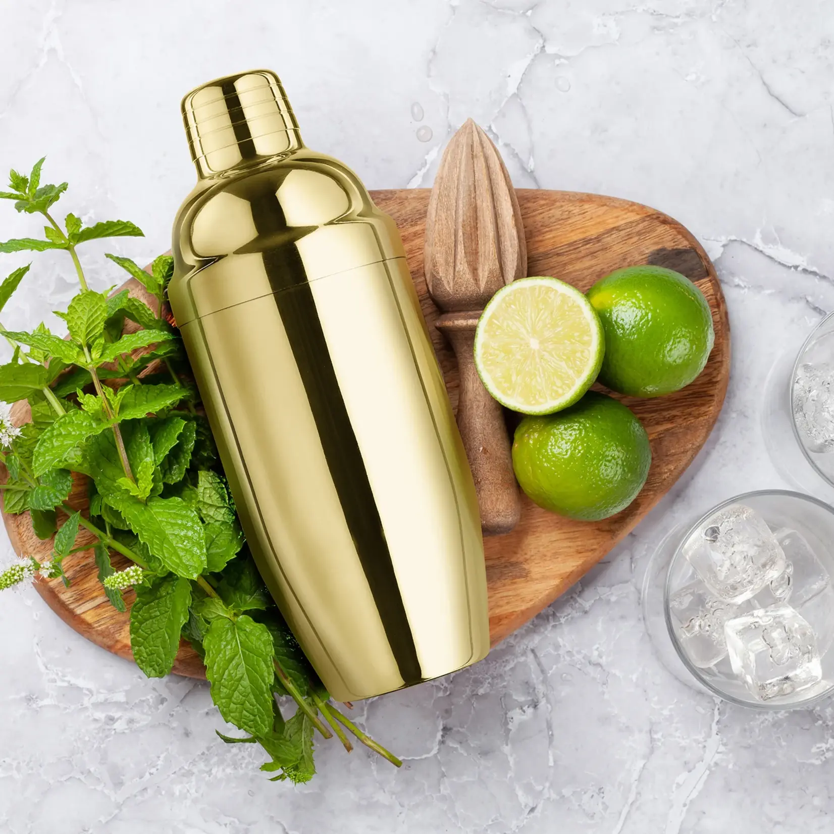 FINAL TOUCH FINAL TOUCH Martini Double Wall  Stainless Steel Shaker - Brass