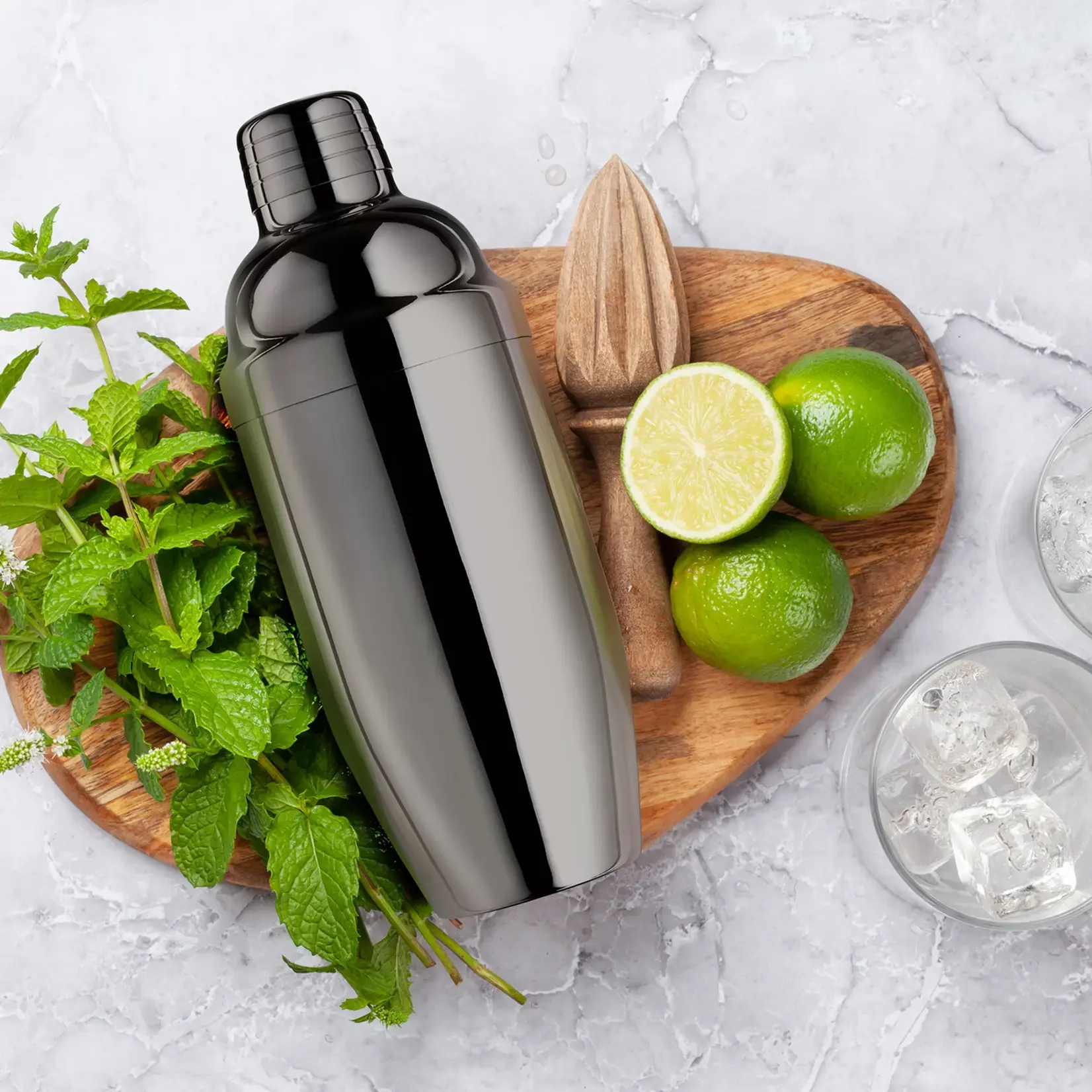 FINAL TOUCH FINAL TOUCH Martini Double Wall Stainless Steel Shaker - Black Chrome