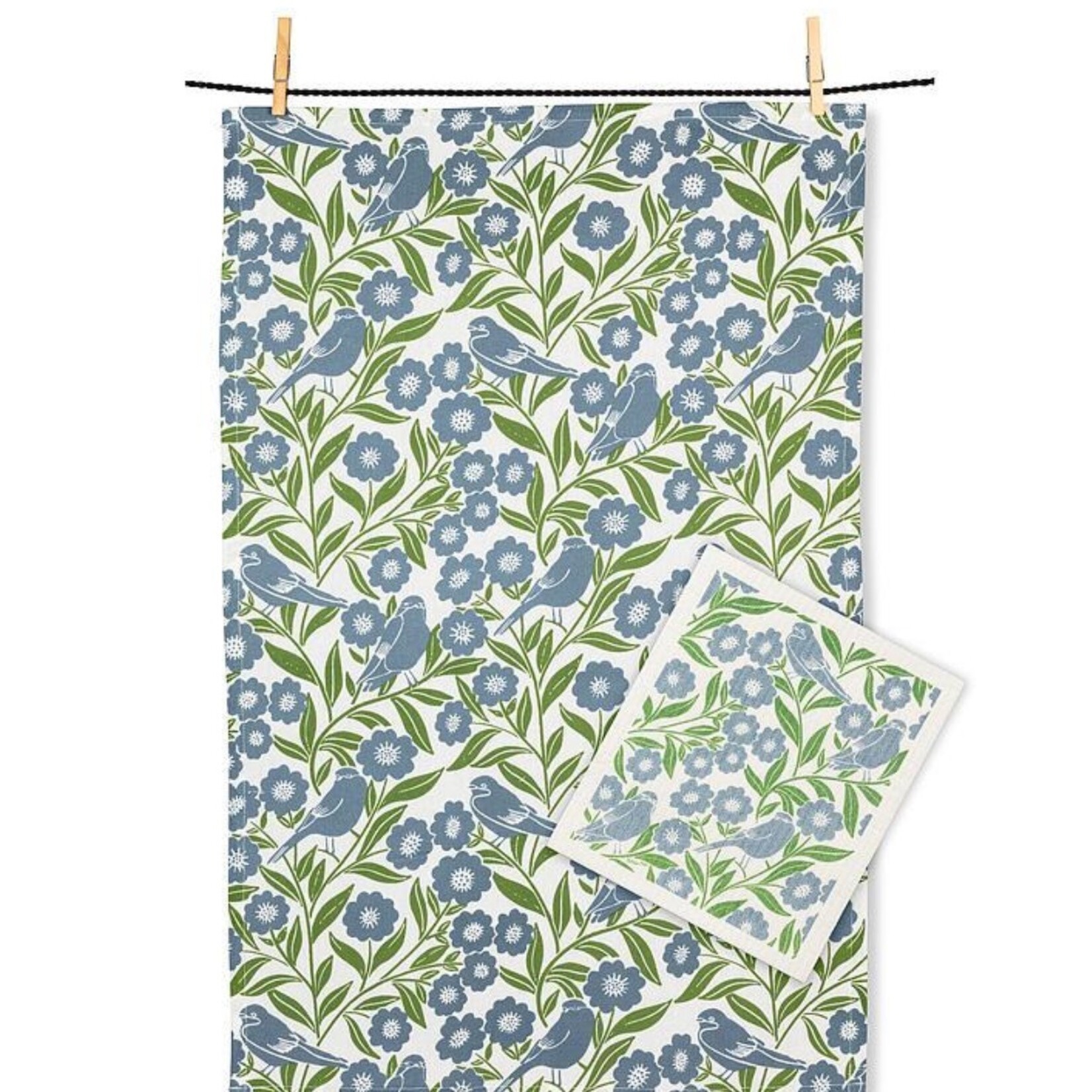 ABBOTT ABBOTT Tea Towel & Dish Cloth Set - Birds & Leaves
