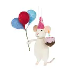 ABBOTT ABBOTT Mouse with Balloons & Cake Ornament - Blue