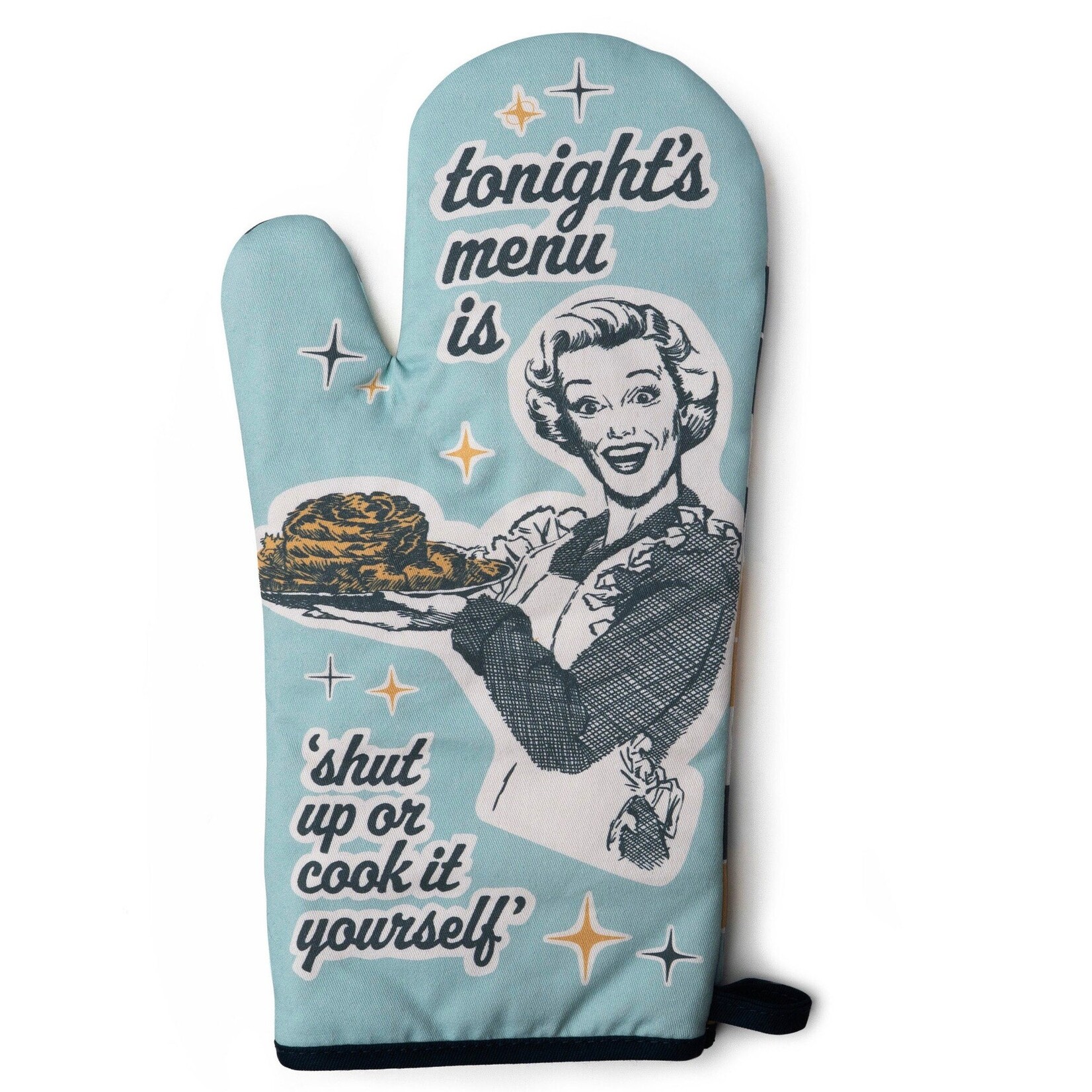 2LEFT The Reluctant Chef Oven Mitt - Tonight's Menu