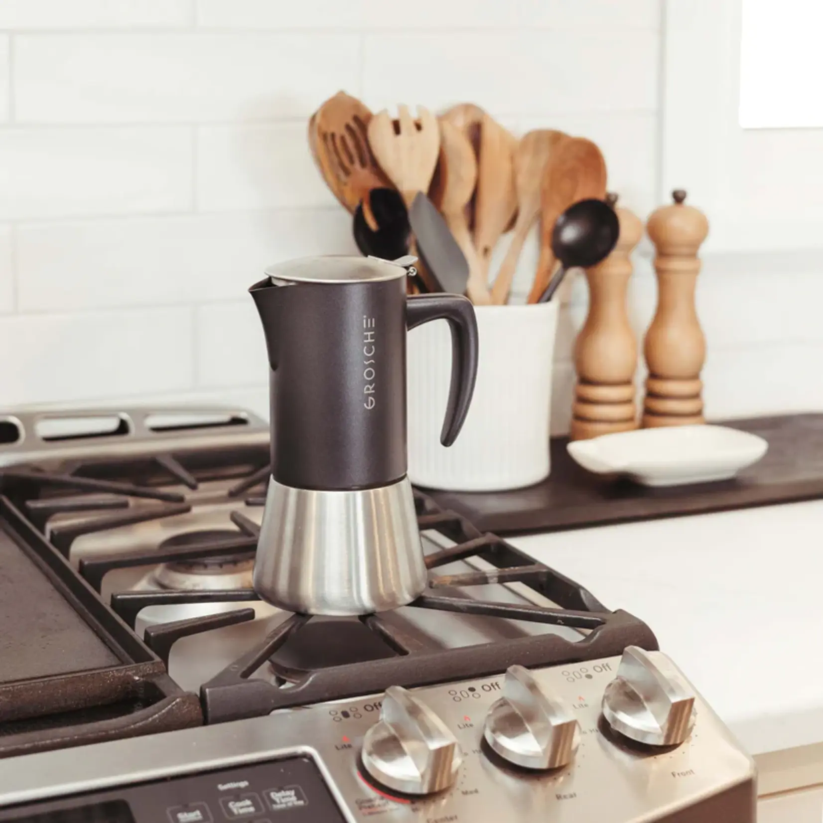 GROSCHE GROSCHE Milano SS 6c Espresso Maker - Charcoal/Stainless