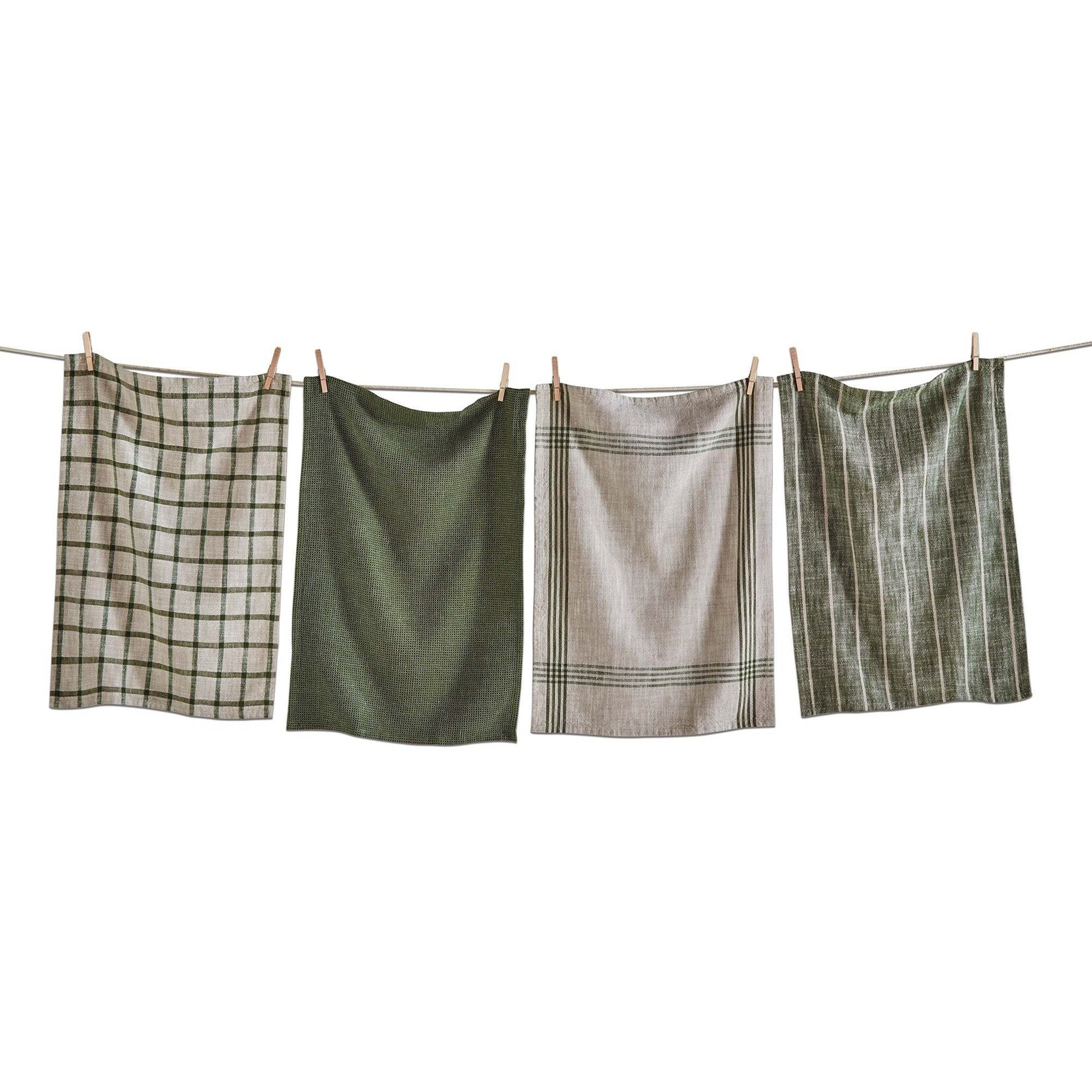 DESIGN HOME Canyon Woven Dishtowel s/4 - Olive