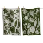 DESIGN HOME Canyon Print Veggies Dishtowel s/2 - Olive