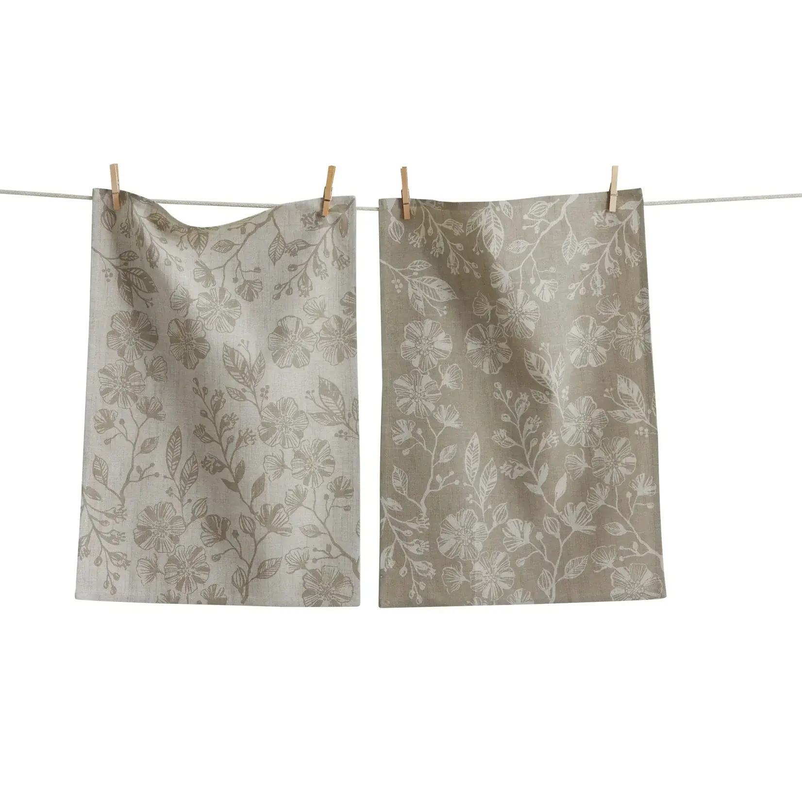 DESIGN HOME Canyon Print Floral Dishtowel s/2 - White