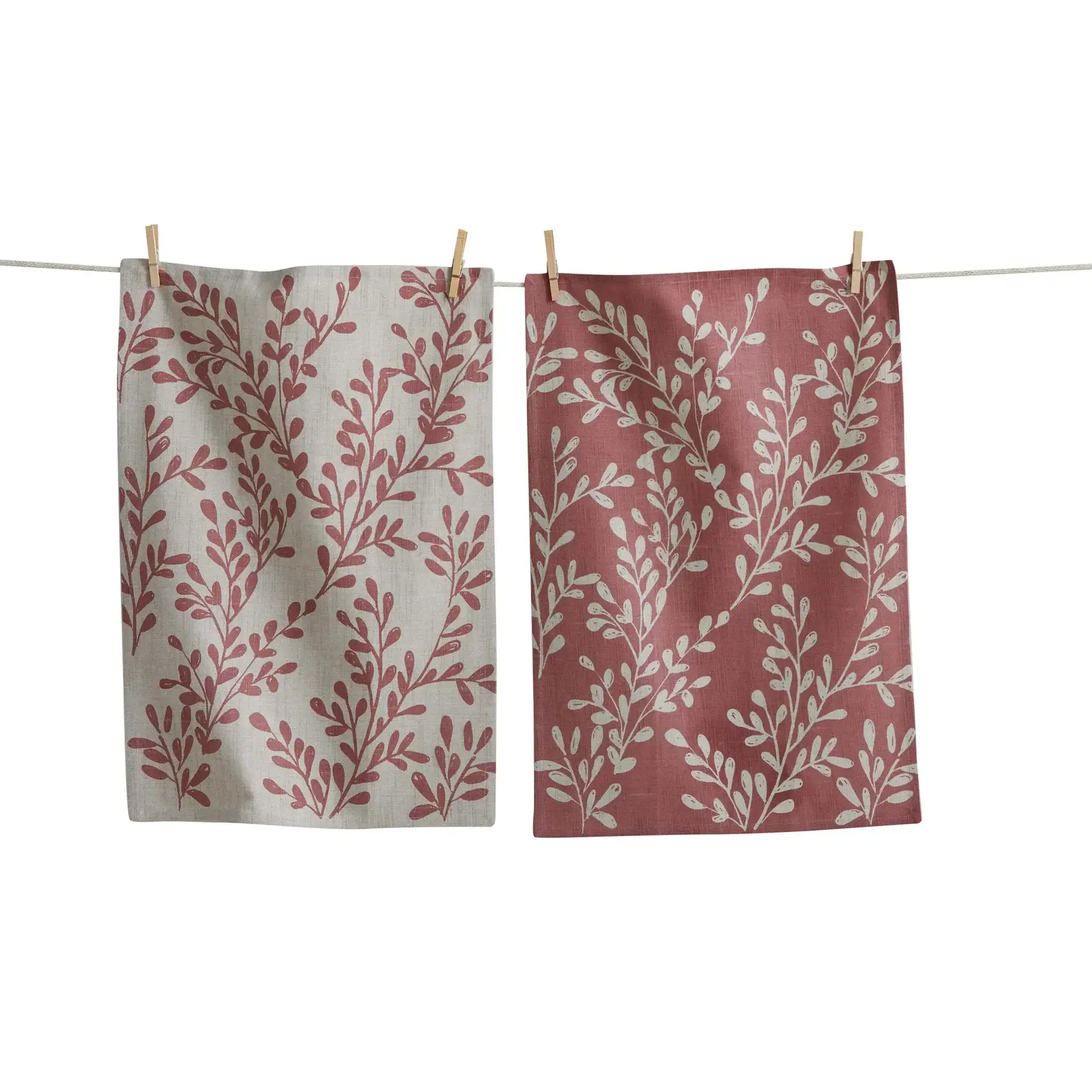 DESIGN HOME Canyon Print Leafy Vine Dishtowel s/2 - Purple