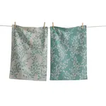 DESIGN HOME Canyon Print Leafy Vine Dishtowel s/2 - Light Blue