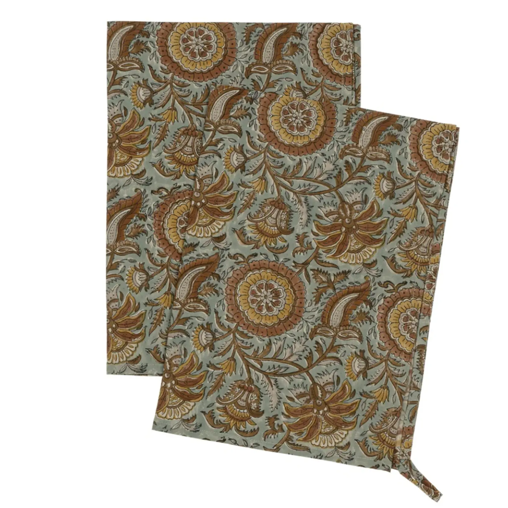 INDABA INDABA Dahlia Block Print Tea Towel S/2