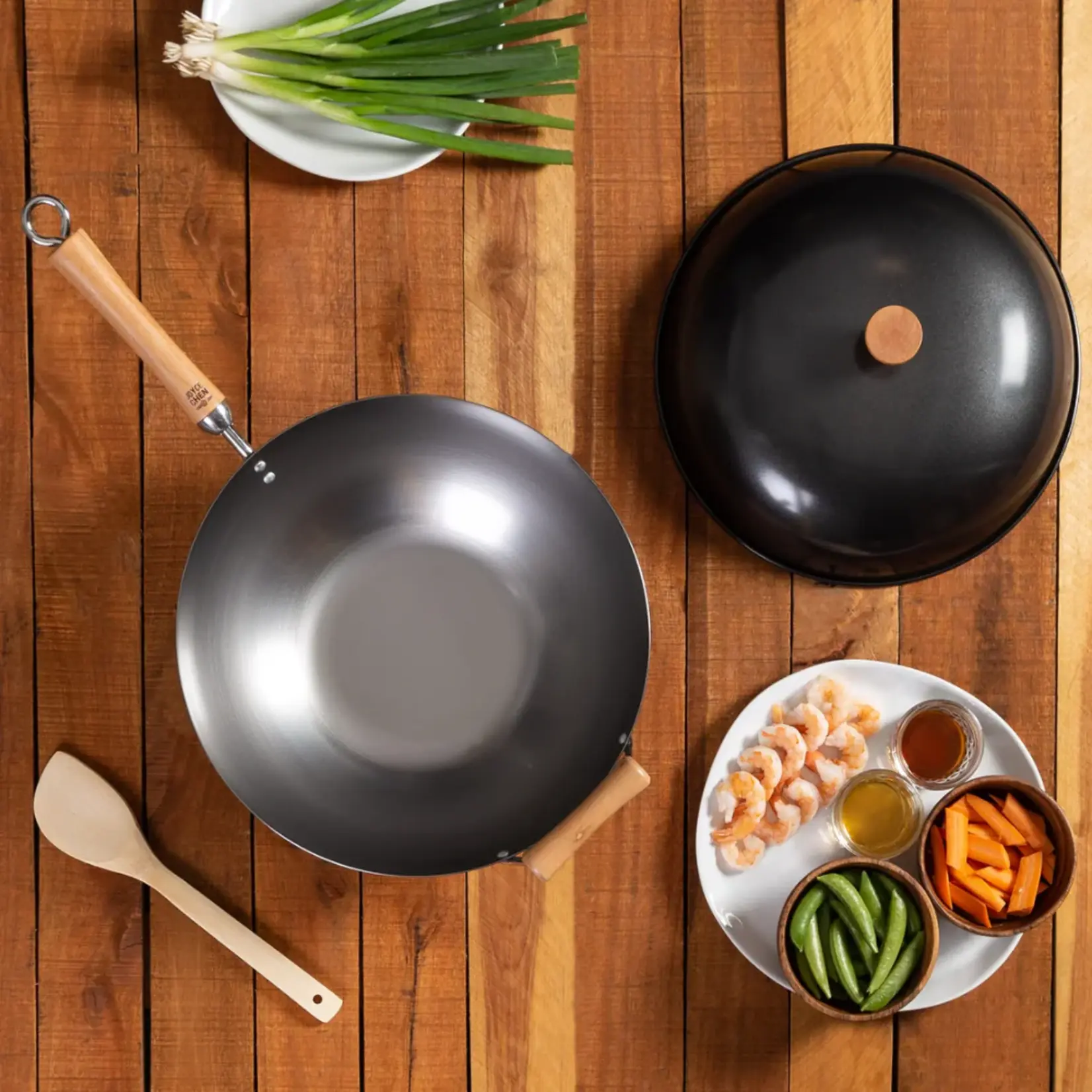 JOYCE CHEN JOYCE CHEN 14" Carbon Steel Wok Set S/4