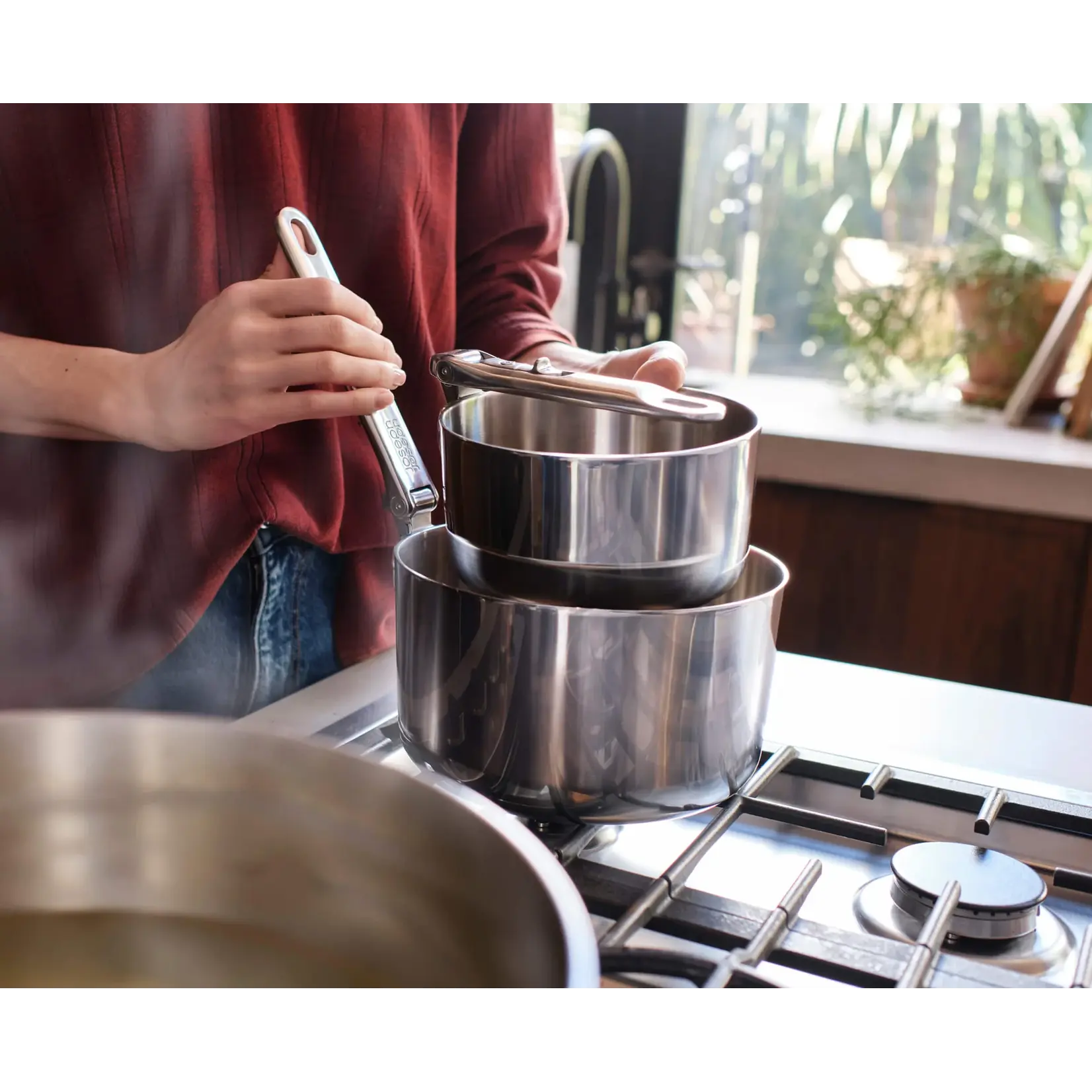 JOSEPH JOSEPH JOSEPH JOSEPH SPACESTEEL Sauce Pans w/ Lids S/3