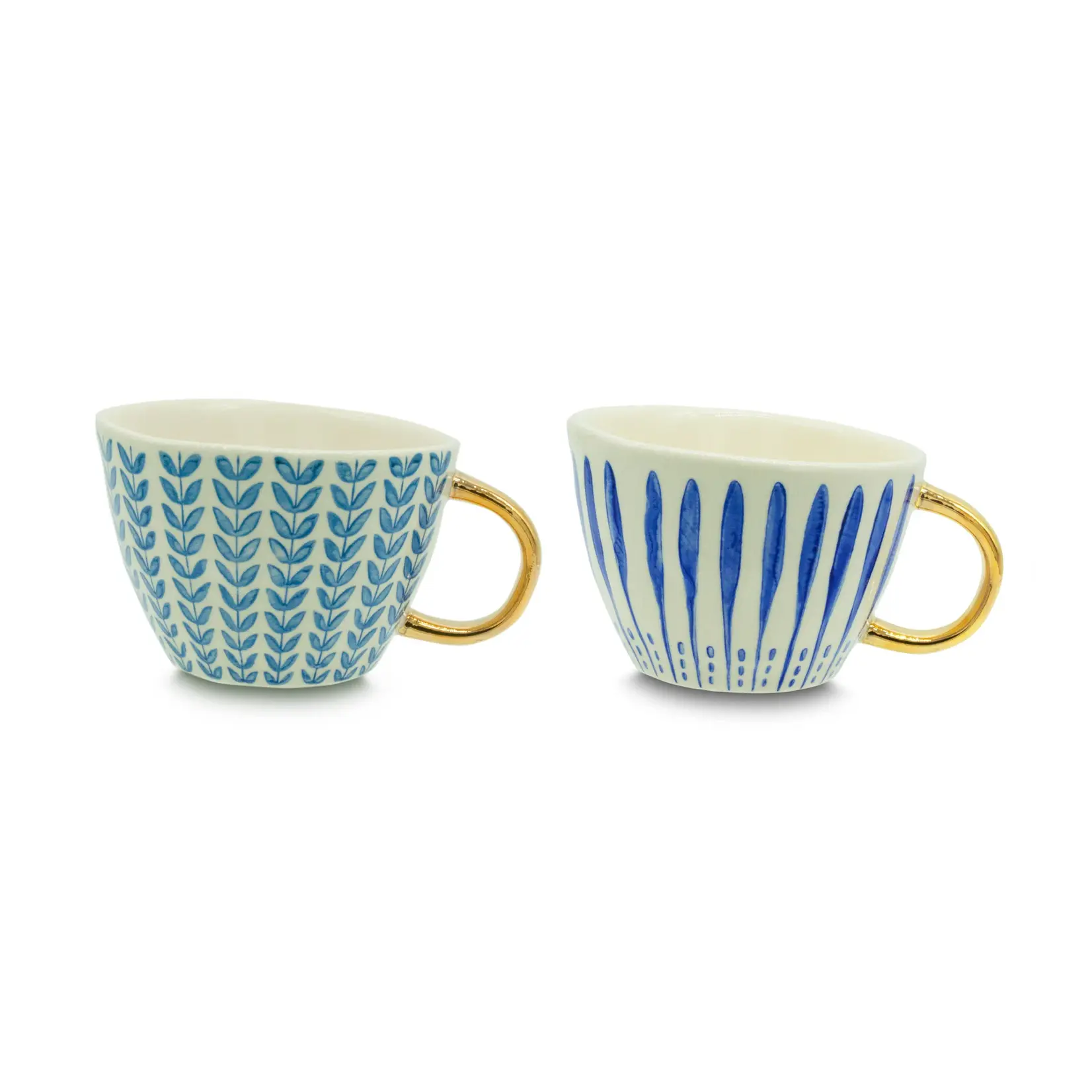 KITCHENBASICS KITCHENBASICS Blue Stripe Mug w/Gold Handle