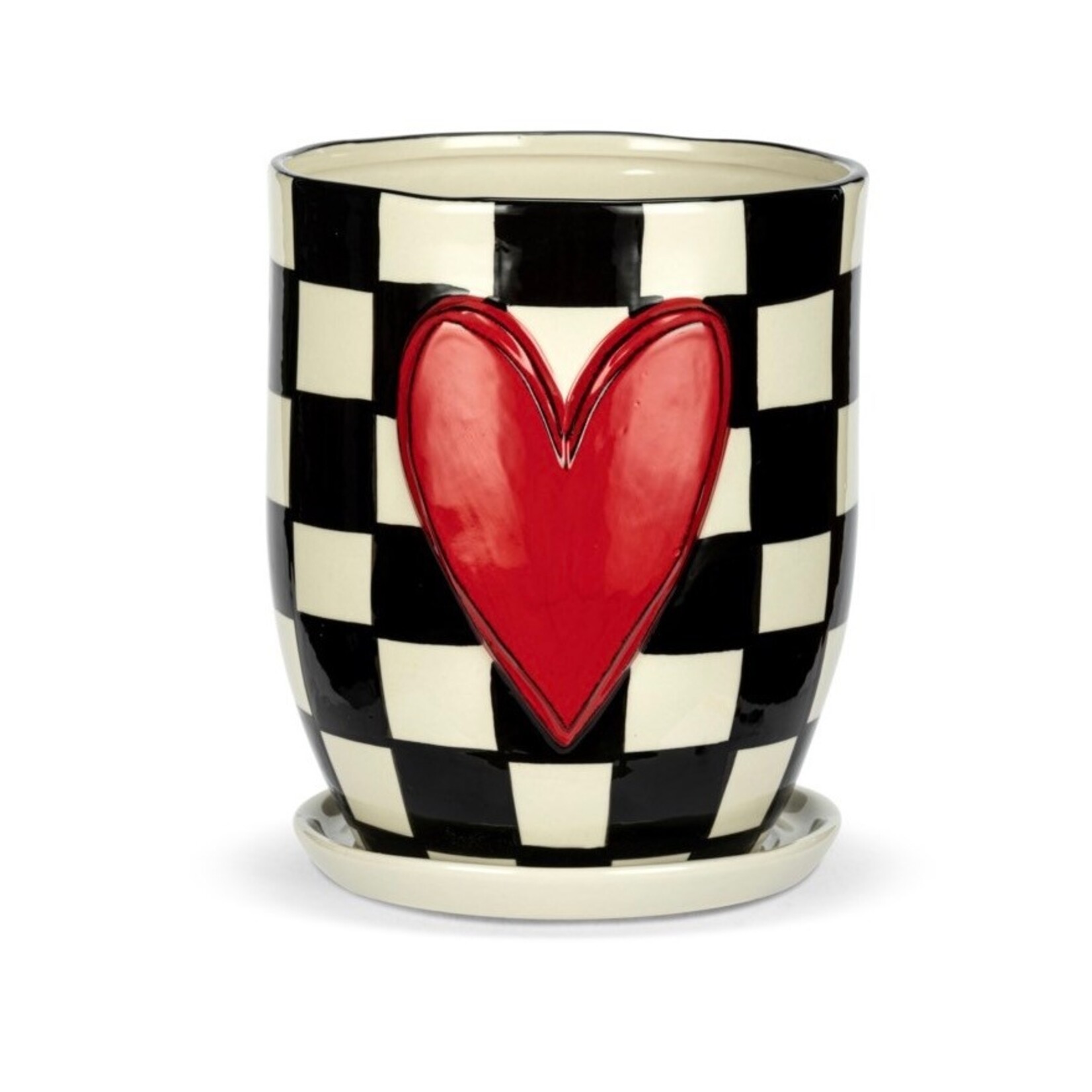 DEMDACO DEMDACO Planter & Saucer - Checker Heart