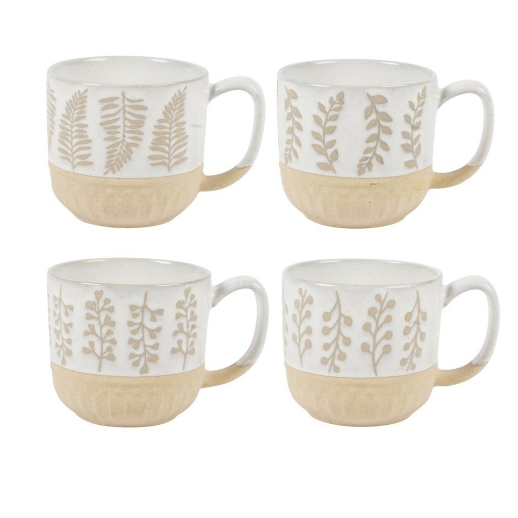 HARMAN HARMAN Botanical Stoneware Mugs s/4 - White