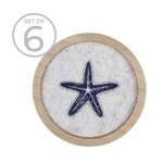 HARMAN HARMAN Starfish Felt & Wood Coaster s/6 - Blue