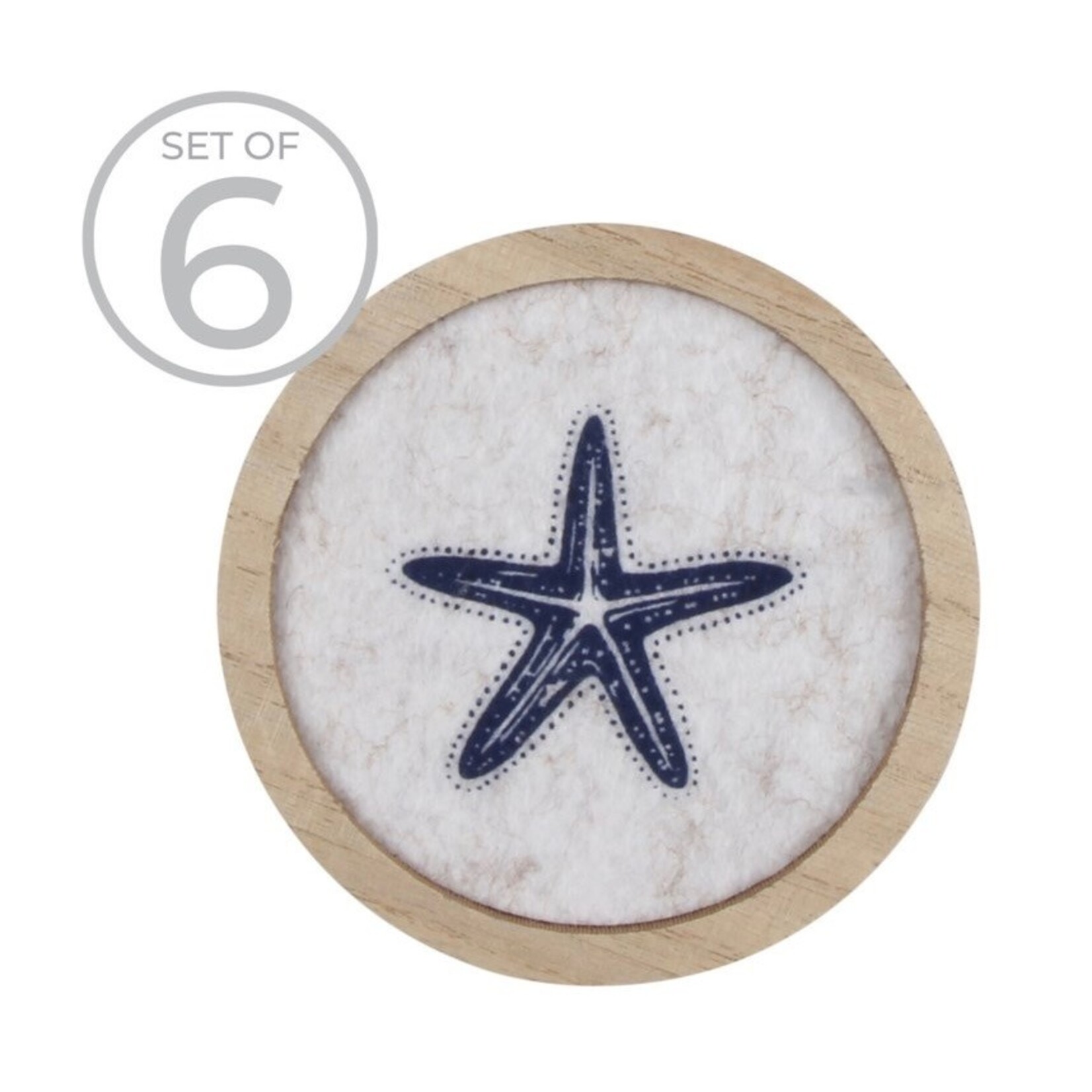 HARMAN HARMAN Starfish Felt & Wood Coaster s/6 - Blue