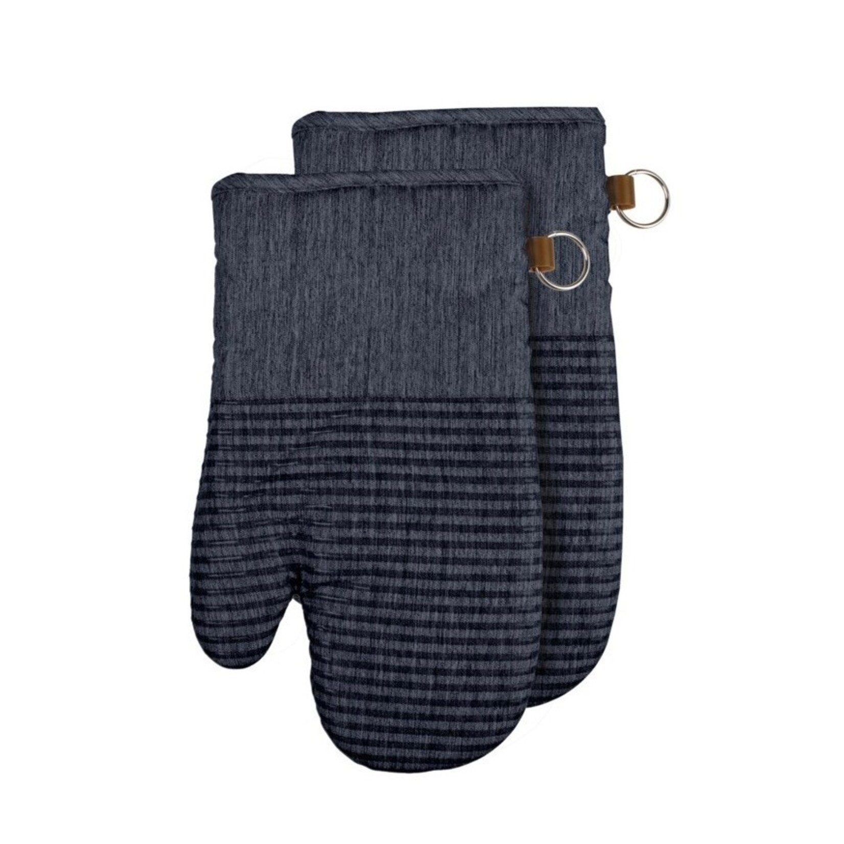 HARMAN HARMAN Heathered Textured Quilted & Silicone Oven Mitt Set - Denim