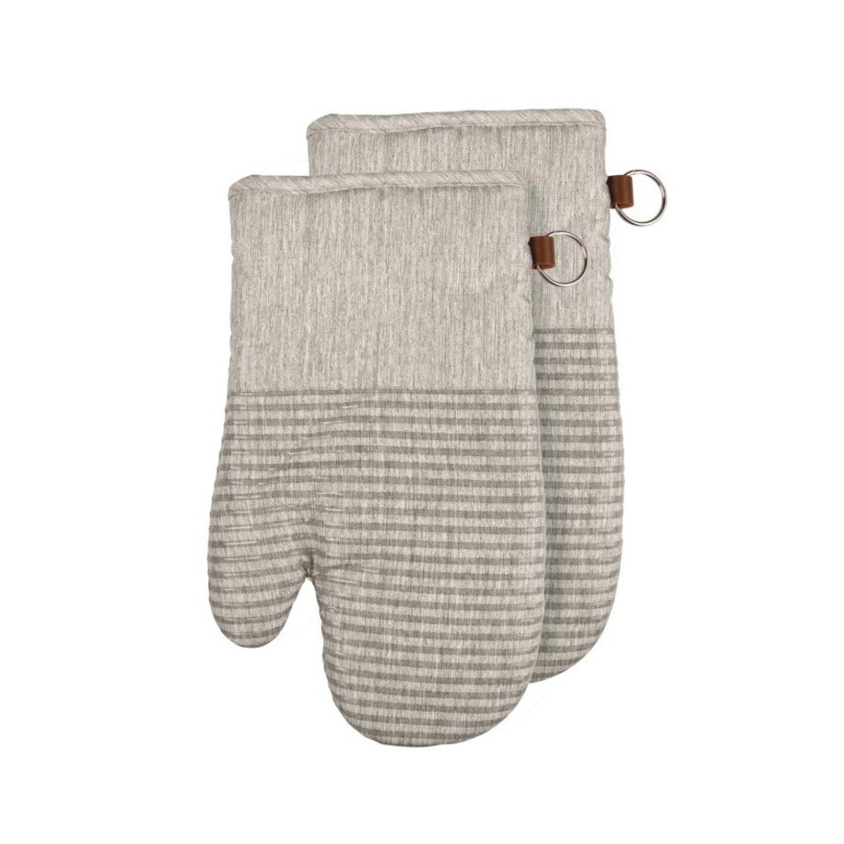 HARMAN HARMAN Heathered Textured Quilted & Silicone Oven Mitt Set - Taupe