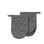 HARMAN HARMAN Heathered Textured Quilted & Silicone Mini Mitt Set - Charcoal