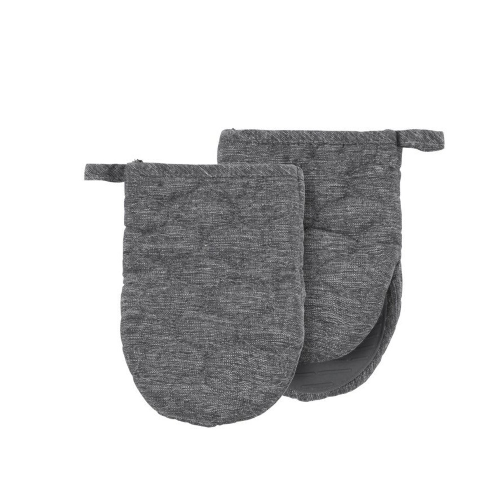 HARMAN HARMAN Heathered Textured Quilted & Silicone Mini Mitt Set - Charcoal