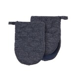 HARMAN HARMAN Heathered Textured Quilted & Silicone Mini Mitt Set - Denim
