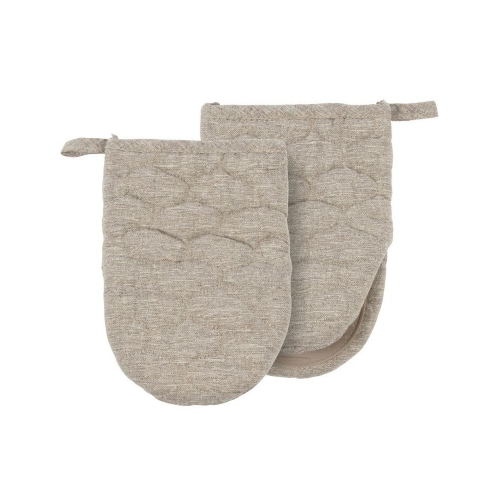 HARMAN HARMAN Heathered Textured Quilted & Silicone Mini Mitt Set - Taupe