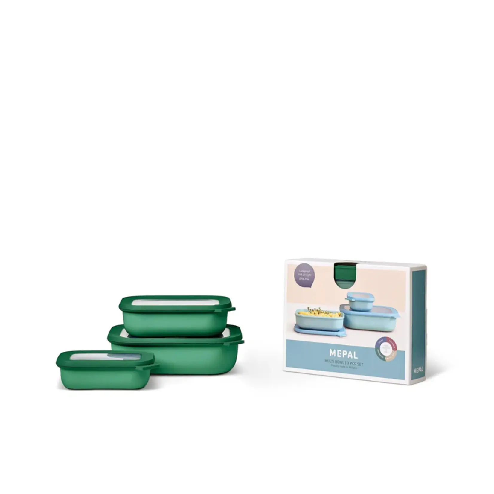 MEPAL MEPAL Cirqula S/3 Rectangular Shallow Bowl - Vivid Green