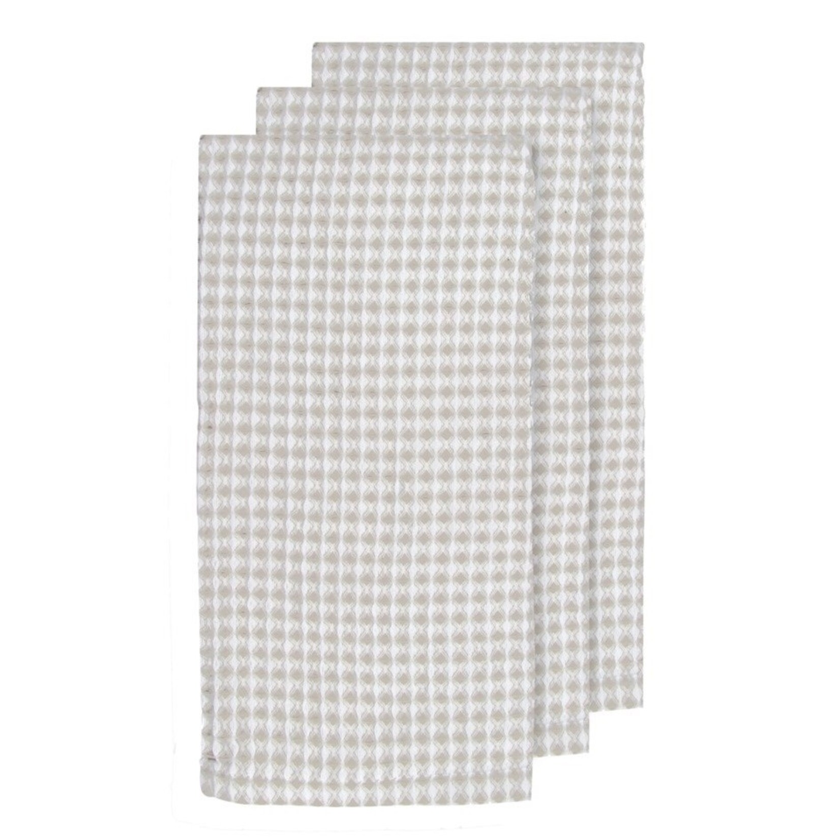 HARMAN HARMAN Heathered Textured Waffle Tea Towel s/3 - Taupe