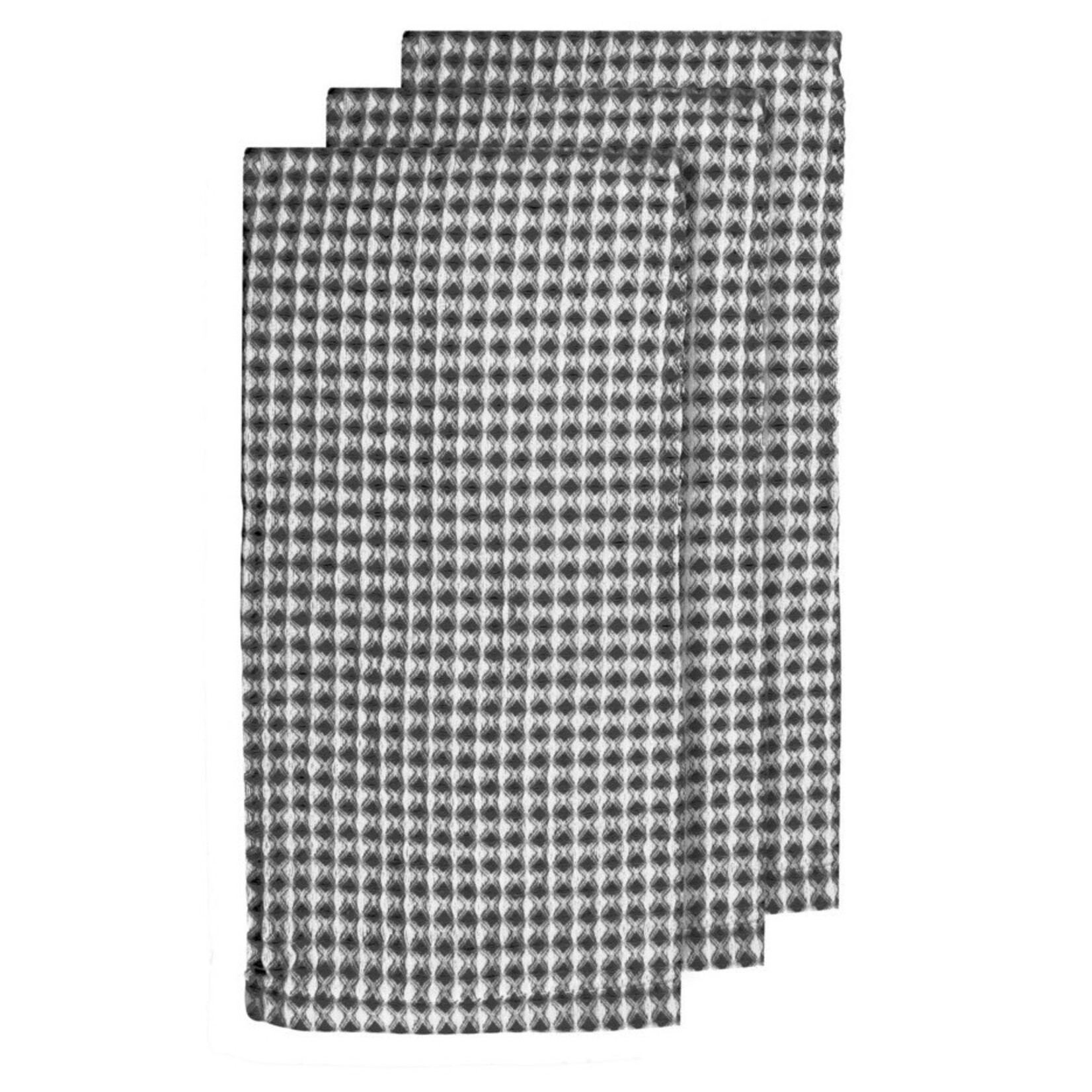 HARMAN HARMAN Heathered Textured Waffle Tea Towel s/3 - Charcoal