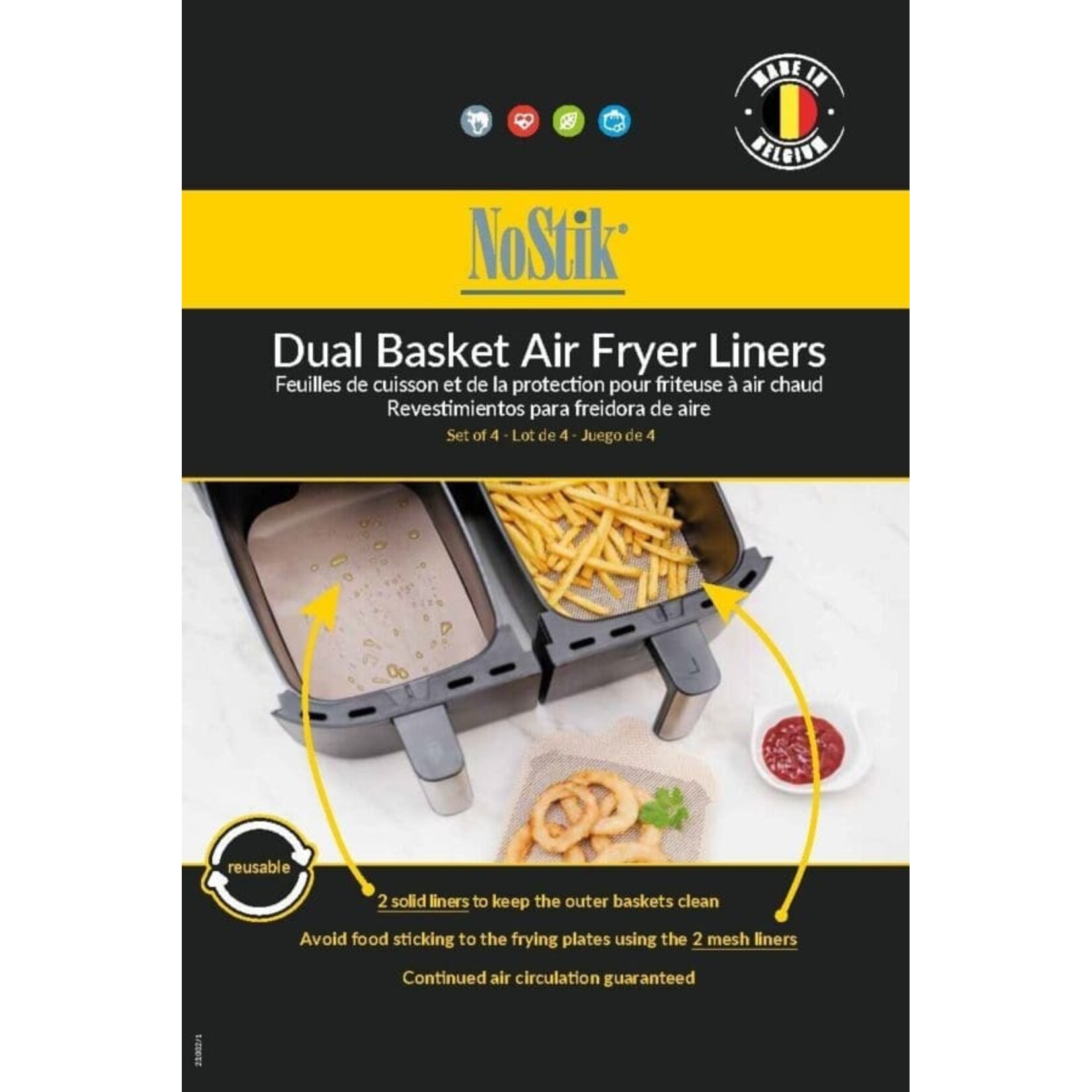 NOSTIK NOSTIK Air Fryer Liner Dual Basket 4/ST
