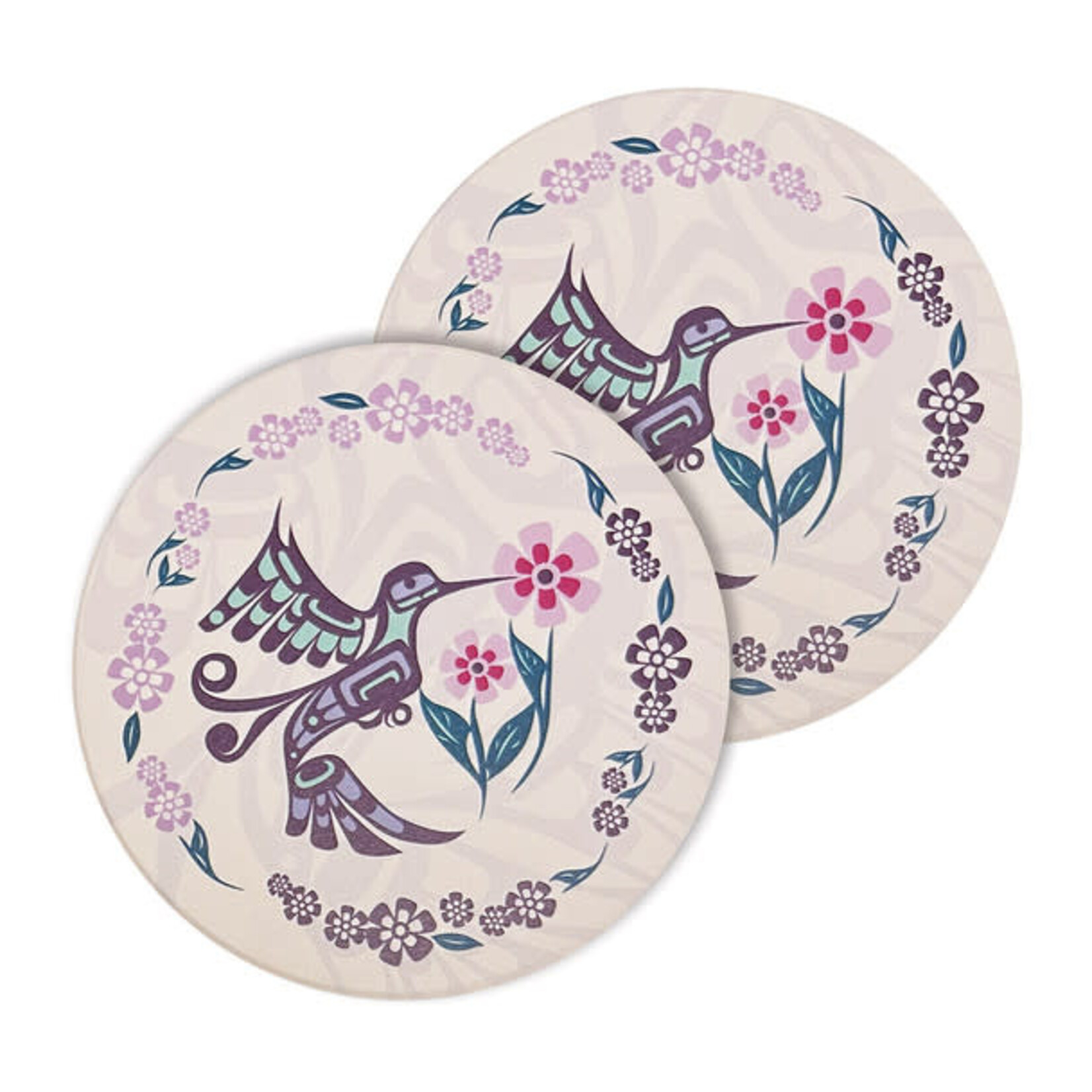 NATIVE NORTHWEST Ceramic Coasters s/2 - Hummingbird