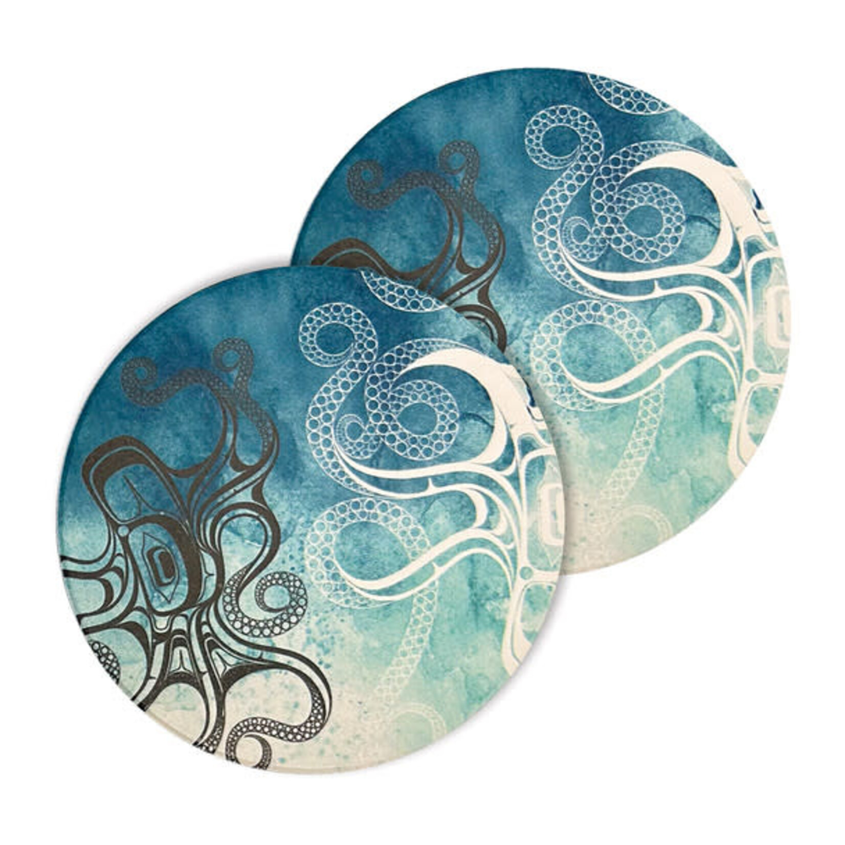 NATIVE NORTHWEST Ceramic Coasters s/2 - Octopus (Nuu)