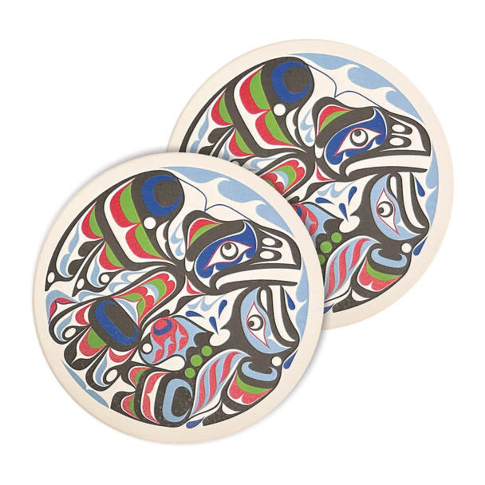 NATIVE NORTHWEST Ceramic Coasters s/2 - Raven & Killer Whale