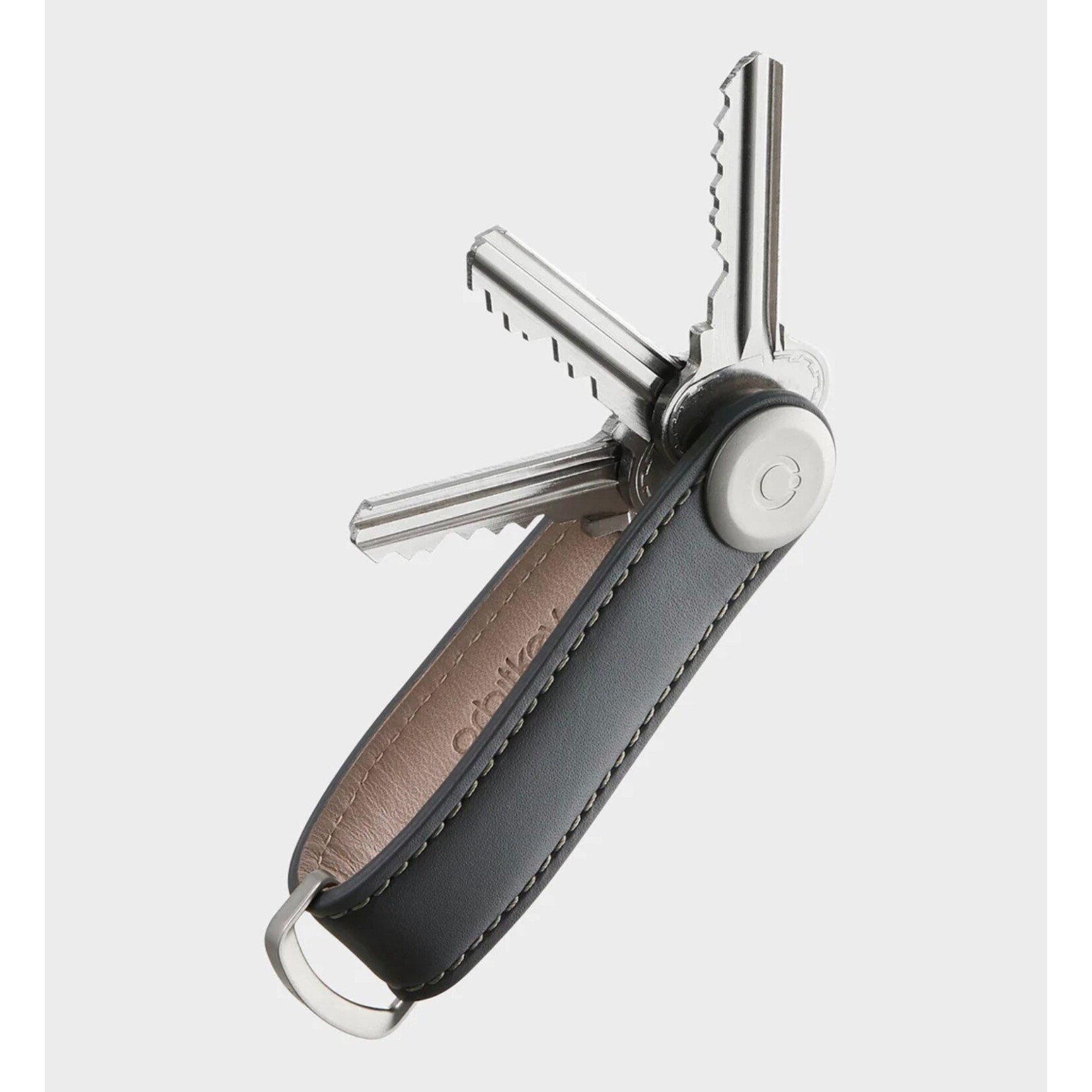 ORBITKEY ORBITKEY Key Organiser Leather - Charcoal w/ Grey Stitching