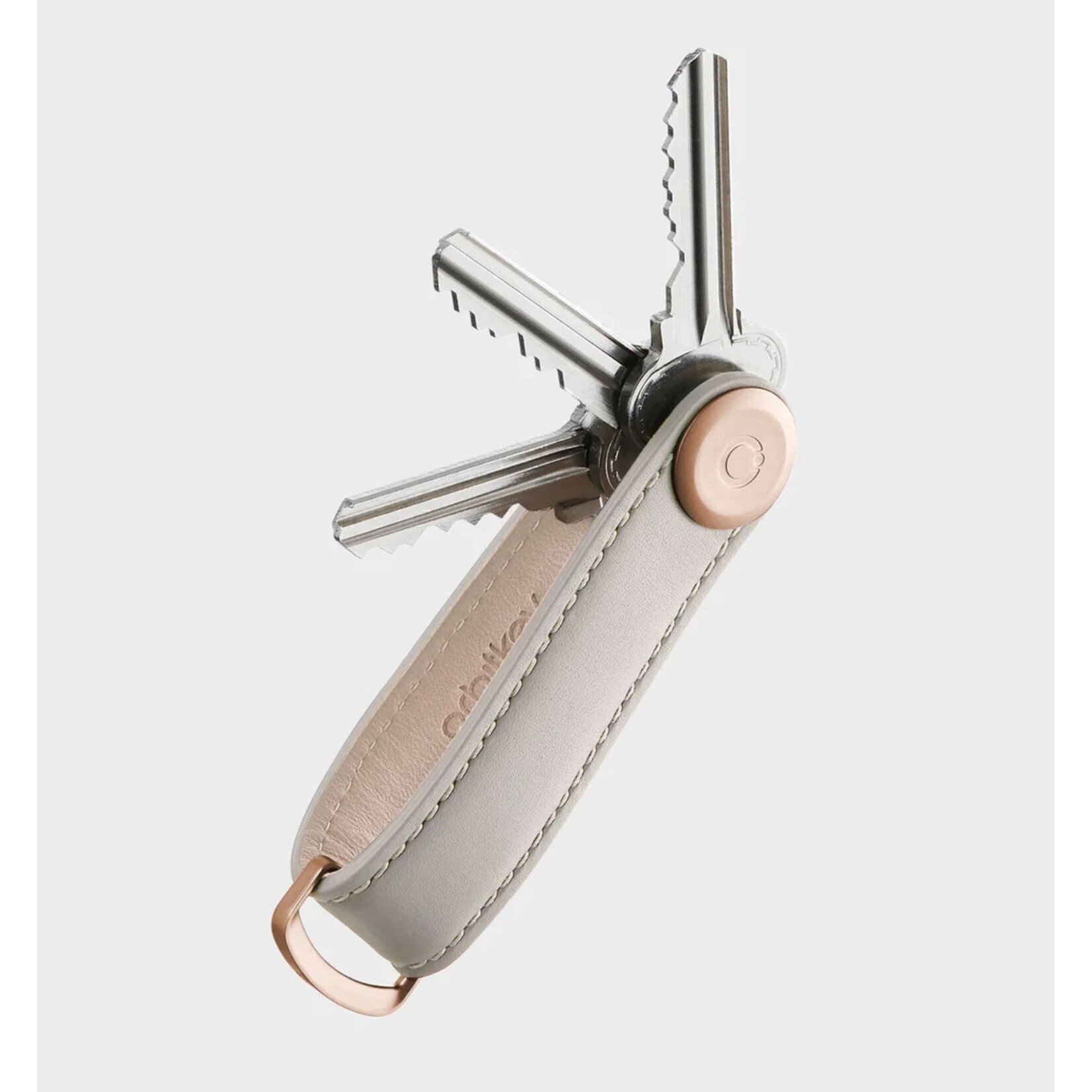 ORBITKEY ORBITKEY Key Organiser Leather - Stone w/ Grey Stitching