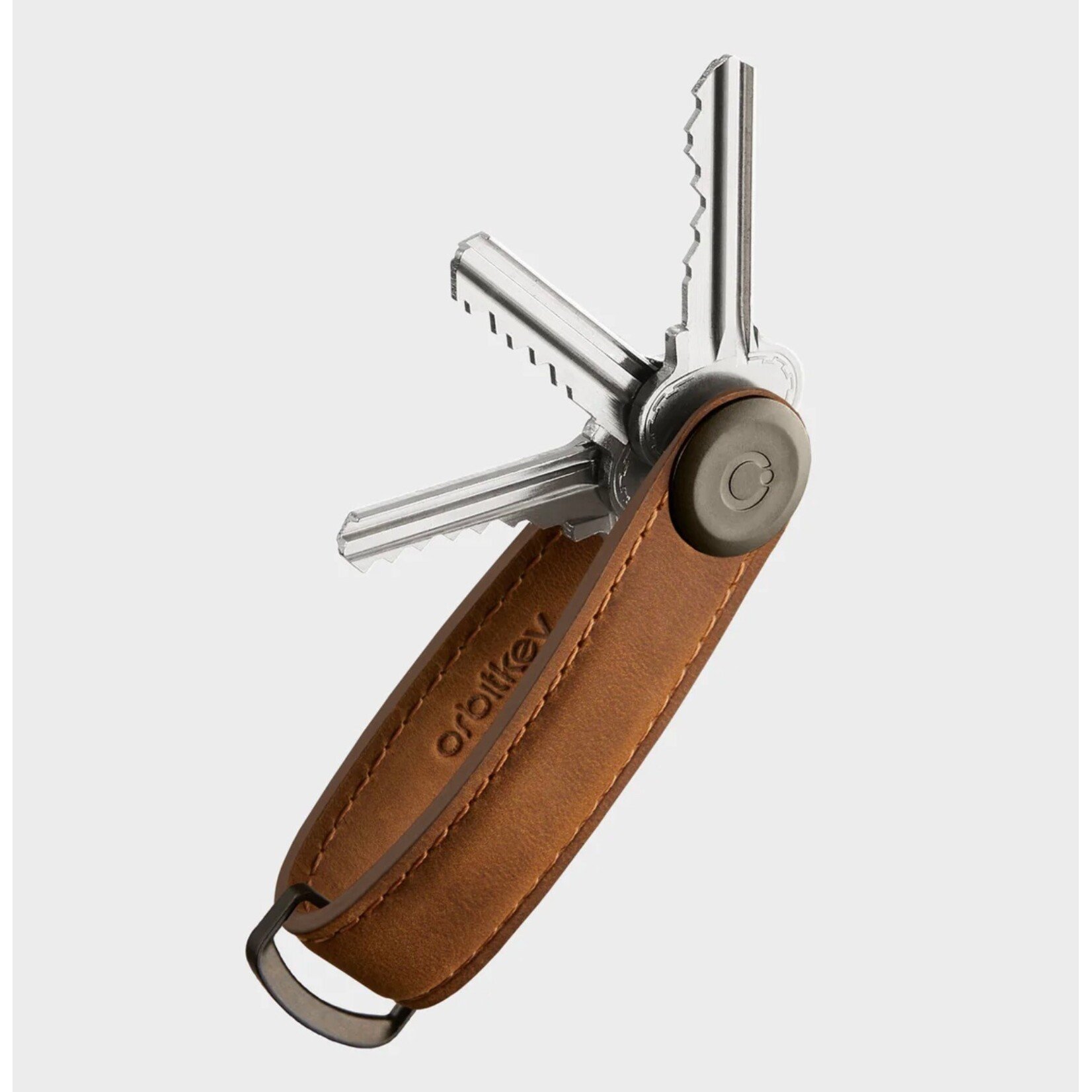 ORBITKEY ORBITKEY Key Organiser Crazy-Horse - Chestnut Brown w/ Brown Stitching