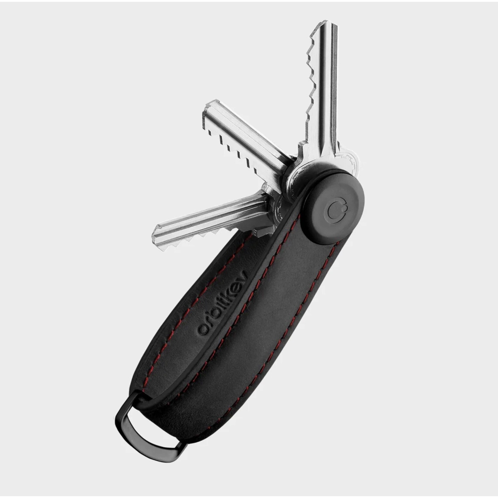 ORBITKEY ORBITKEY Key Organiser Crazy-Horse - Obsidian Black w/ Red Stitching
