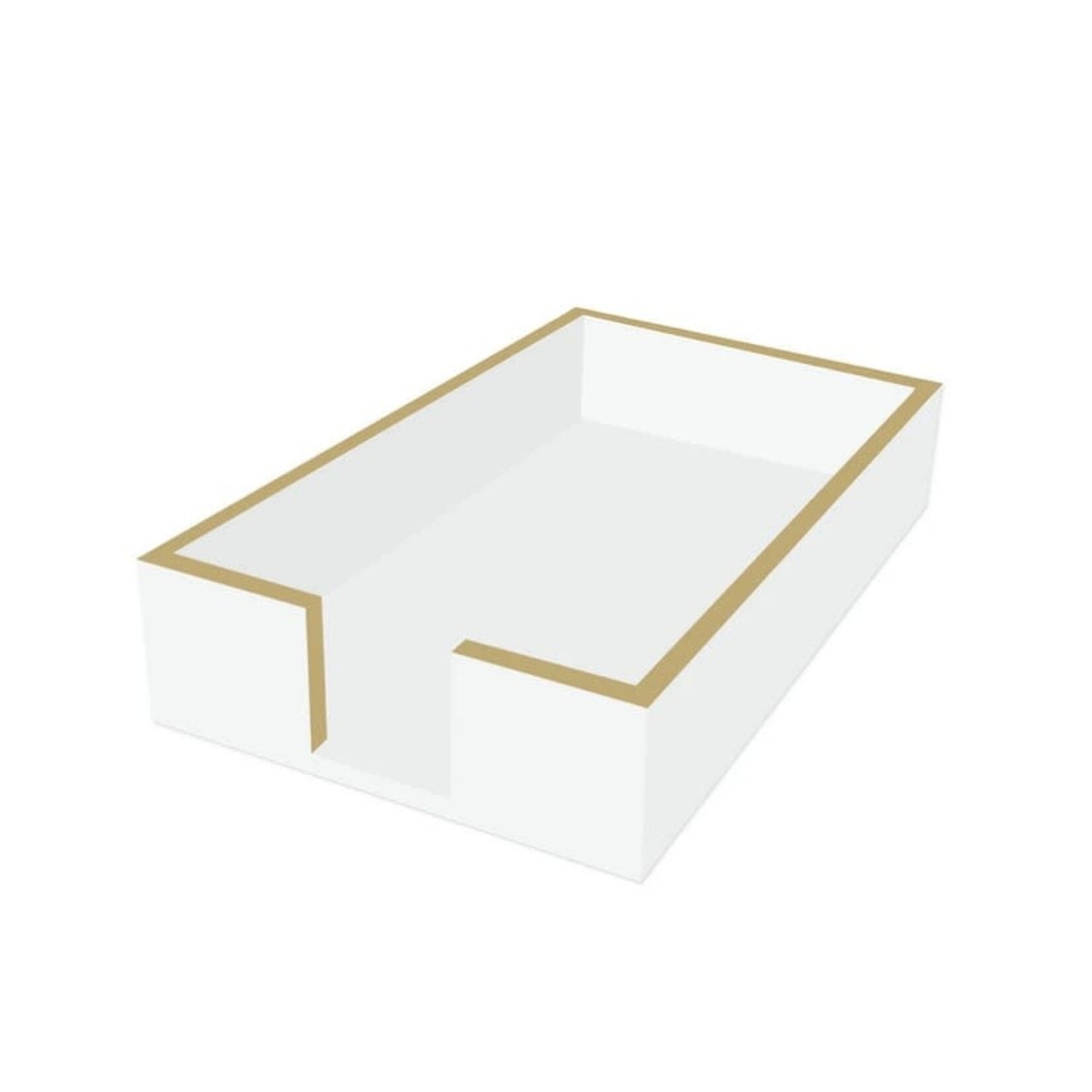 PAPER PRODUCTS DESIGN PAPER PRODUCTS Guest Towel Caddy - White/Gold Wood