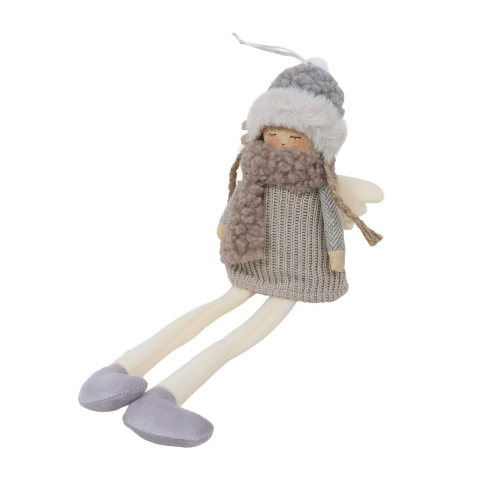 HOLLAND Ornament - Fabric Angel/Doll Grey w/ Brown Hat