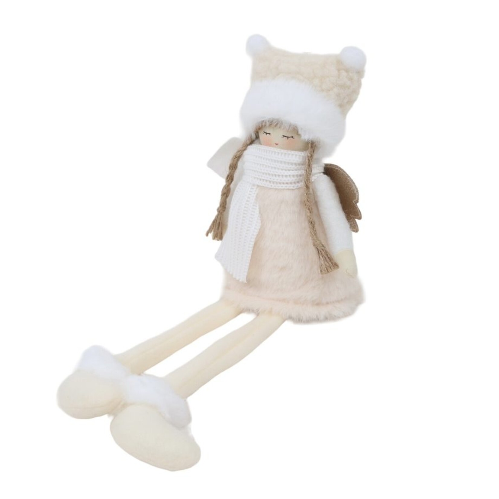 HOLLAND Ornament - Fabric Angel/Doll White Dress/Beige Hat