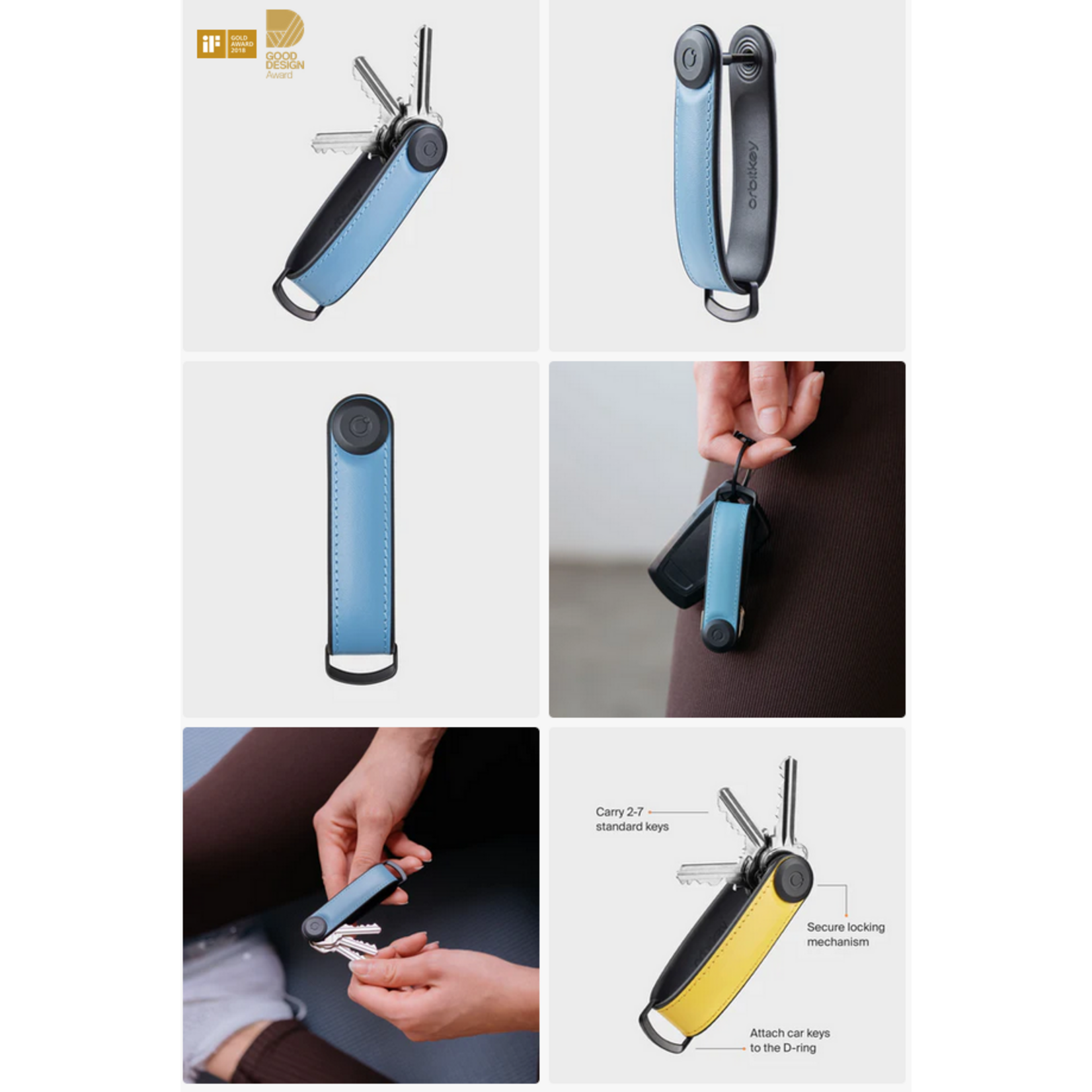 ORBITKEY ORBITKEY Key Organiser Hybrid Leather - Lake Blue