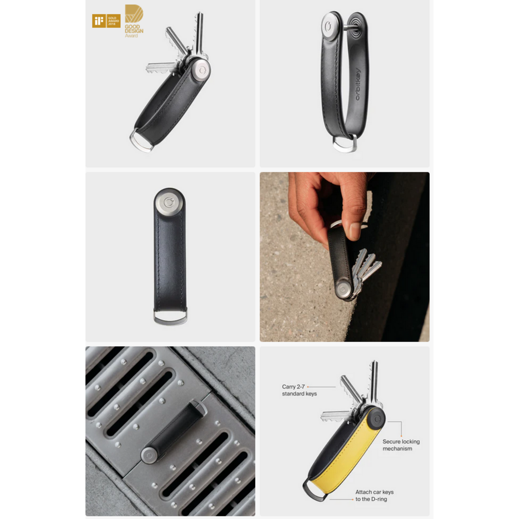 ORBITKEY ORBITKEY Key Organiser Hybrid Leather - Black