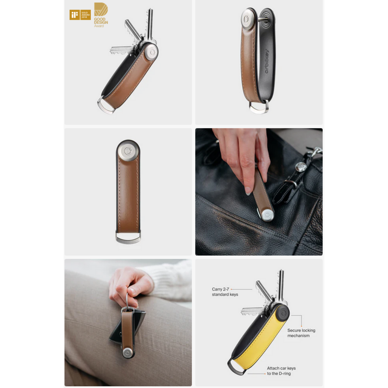 ORBITKEY ORBITKEY Key Organiser Hybrid Leather - Acorn