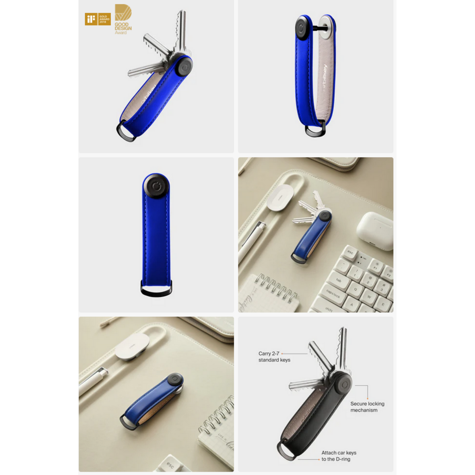 ORBITKEY ORBITKEY Key Organiser Leather - Ultramarine