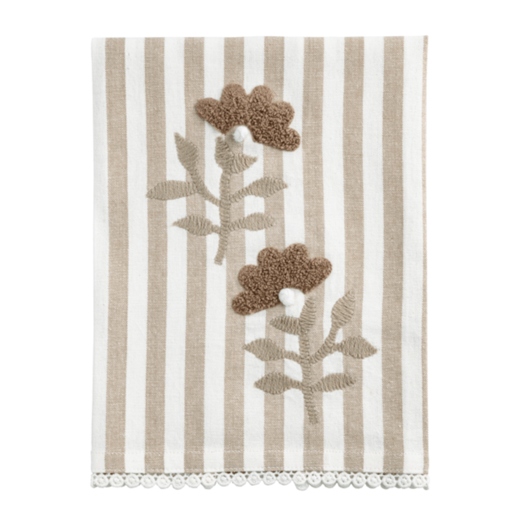MUD PIE MUD PIE Embroidered Tea Towel - Stripe Floral